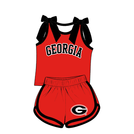 ( Moq 5 ) Baby Girls Kids Sleeveless Bows Shirt Shorts Team Set Clothes