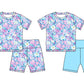 Baby Girl Short Sleeves Flower Blue Shorts Sibling Sports Summer Set ( Moq 5 Each Style ) 2.18