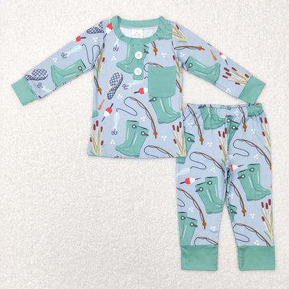 BLP0333 Baby Boy Long Sleeves Fishing Pants Outfit Pajamas