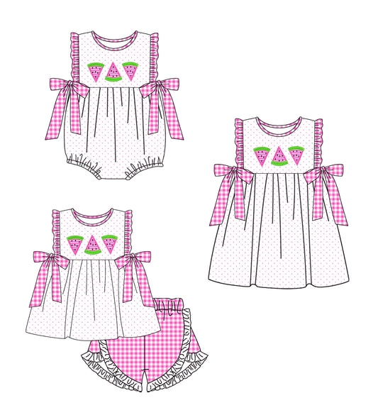 Baby Girl Watermelon Sibling Romper Dress Set ( Moq 5 Each Style ) 12.19