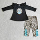 Sibling Girls Toddler Fall Embroidery turkey Tunic Pants Thanksgiving Set Clothes RTS