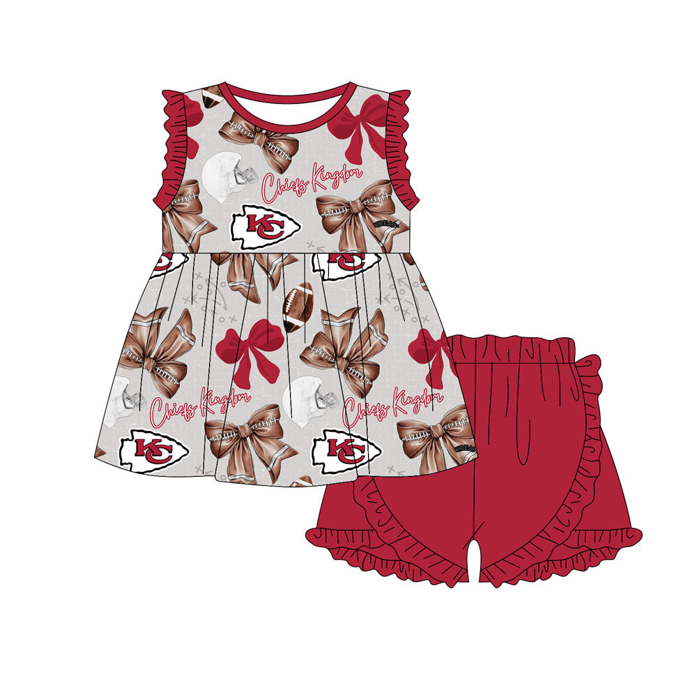 Baby Girl Football Bows Sibling Dress Romper Set ( Moq 5 Each Style )