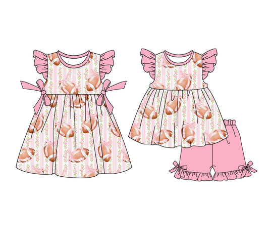 Baby Girl Football Floral Bows Sibling Dress Set ( Moq 5 Each Style ) 1.4