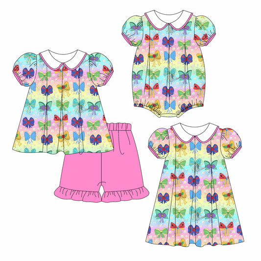 Baby Girl Short Sleeves Princess Bows Sibling Romper Dress Set ( Moq 5 Each Style ) 3.10