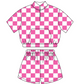 Baby Girl Sibling Pink Checkered Shirt Romper Set Moq 5