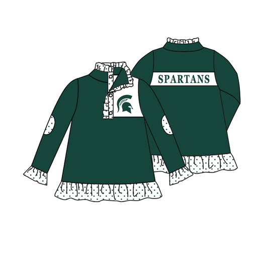 Baby Girl Green Team Pullover Zipper Shirt