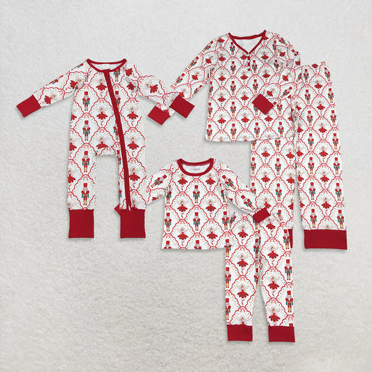 Sibling Family Girls Kids Adult Woman Soldier Bows Christmas Zipper Romper Pajamas Clothes Set RTS