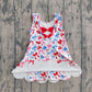 Baby Girls Kids Sleeveless Bows 4th of July Shorts Scallop Knee Length Dress RTS