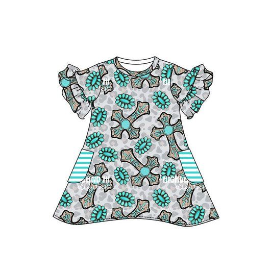 Moq 3 Pre-order GSD0662 Baby Girl Easter Cross Leopard Dress