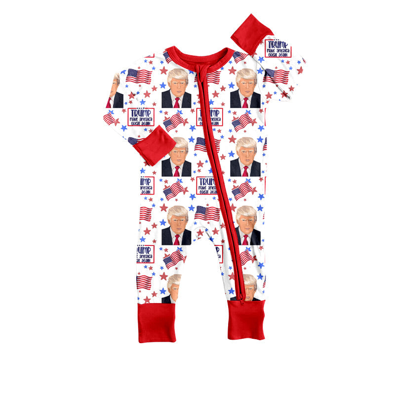 Baby Boy Long Sleeve Flag Zipper Romper Moq 5