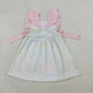 Baby Girls Short Sleeves Floral Pink Bows Knee Length Dress RTS