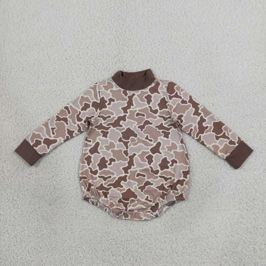 Baby Boys Infant Long Sleeves Camo Bubble Romper Mock Neck Clothes RTS