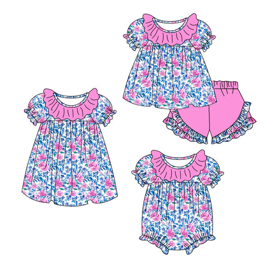 Baby Girl Short Sleeves Floral Sibling Dress Romper Clothes Set Moq 5 Each Style