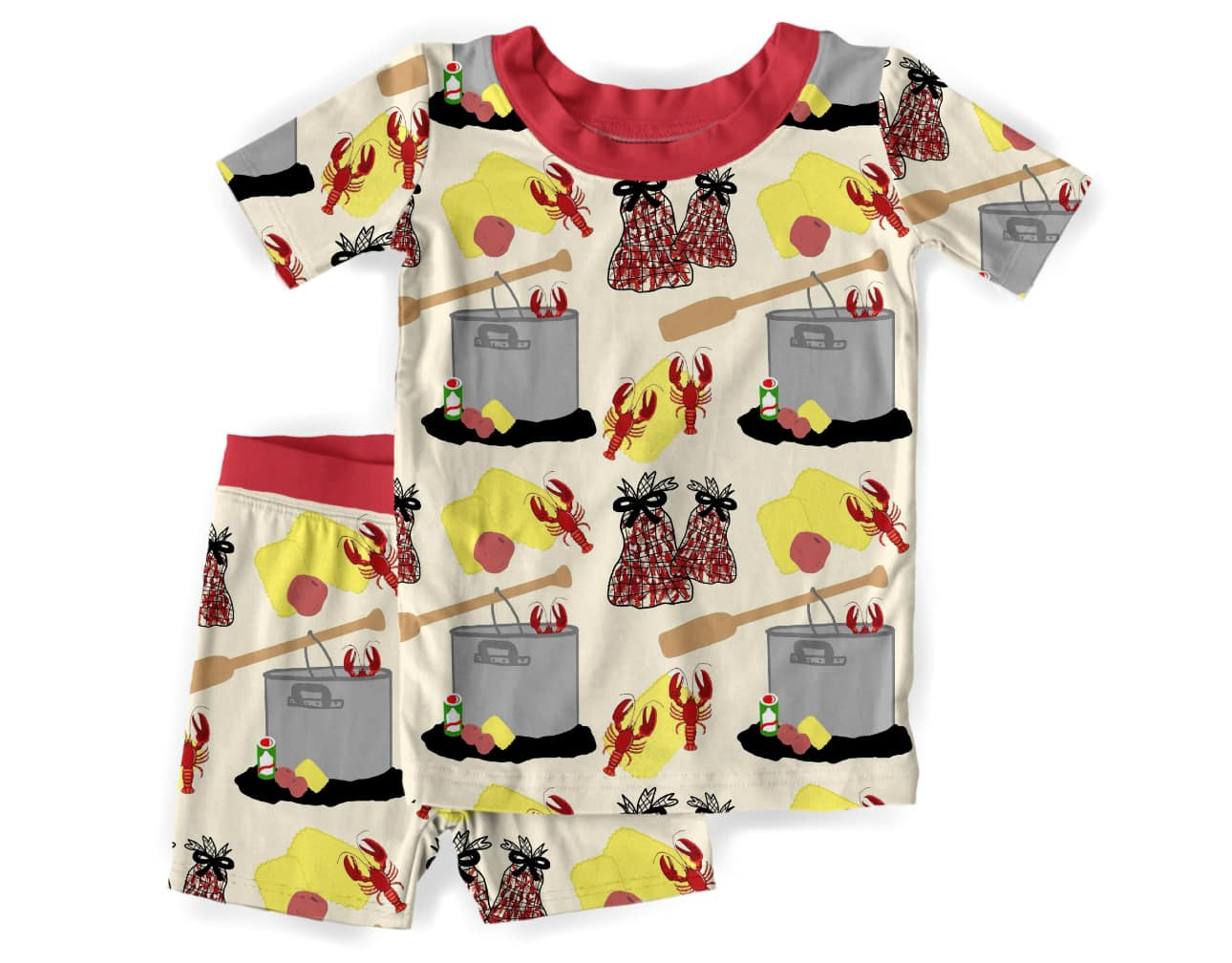 Moq 3 Pre-order BSSO0685 Baby Boy Short Sleeves Crawfish Shirt Shorts Pajamas Set