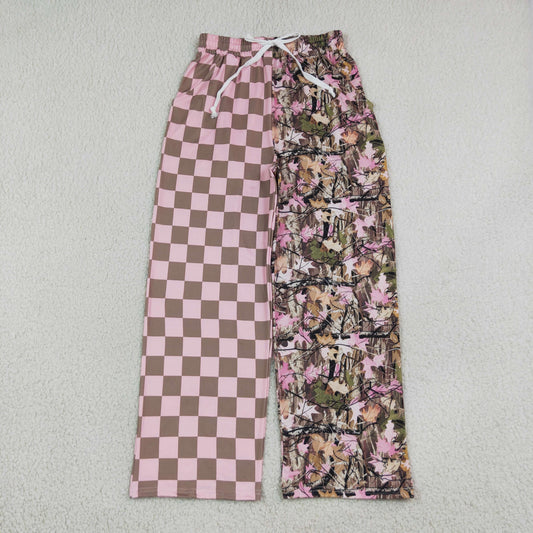 Adult Women Leaves Checked Pants Bottoms Camo Clothes RTS