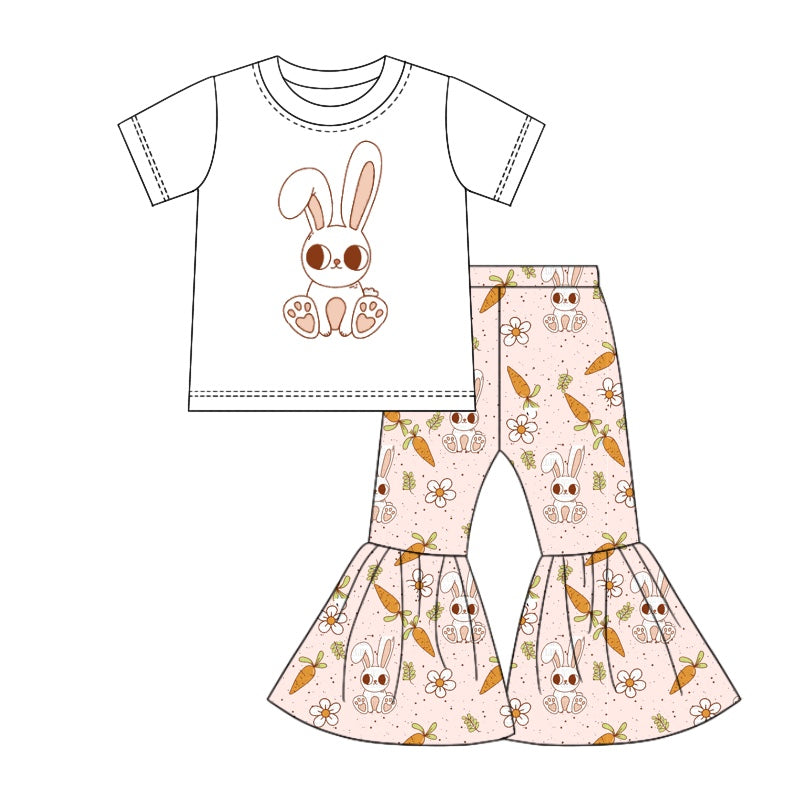 Baby Girl Short Sleeves Easter Rabbit Shirt Bell Pants Clothes Set Moq 5