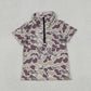 Baby Boys Kids Short Sleeves Dark Grey Camo Zipper Pullover Shirt Tops RTS