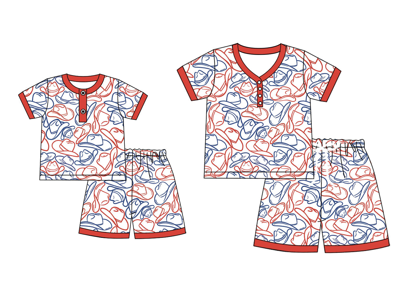 ( Moq 5 Each Style ) Baby Girl Adult Women Red Blue Hats Sibling Mommy And Me Family Pajamas Set 4.24