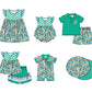 Baby Boy Girl Ducks Plaid Sibling Matching Green Dress Romper Clothes Set ( Moq 5 Each style )