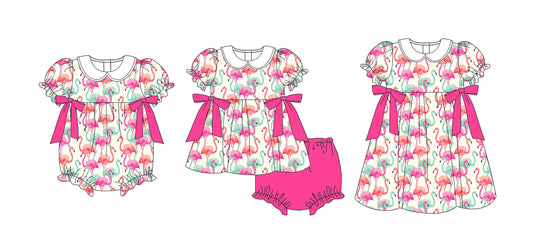 Baby Girl Short Sleeves Bows Romper Dress Clothes Set ( Moq 5 Each Design )12.2