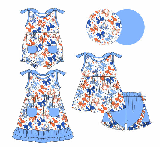 Baby Girl July 4th Bows Sibling Romper Dress Set ( Moq 5 Each Style ) 1.7