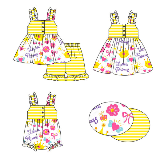 Baby Girl Princess Hearts Bows Flower Sibling Romper Dress Set ( Moq 5 Each Style ) 1.16