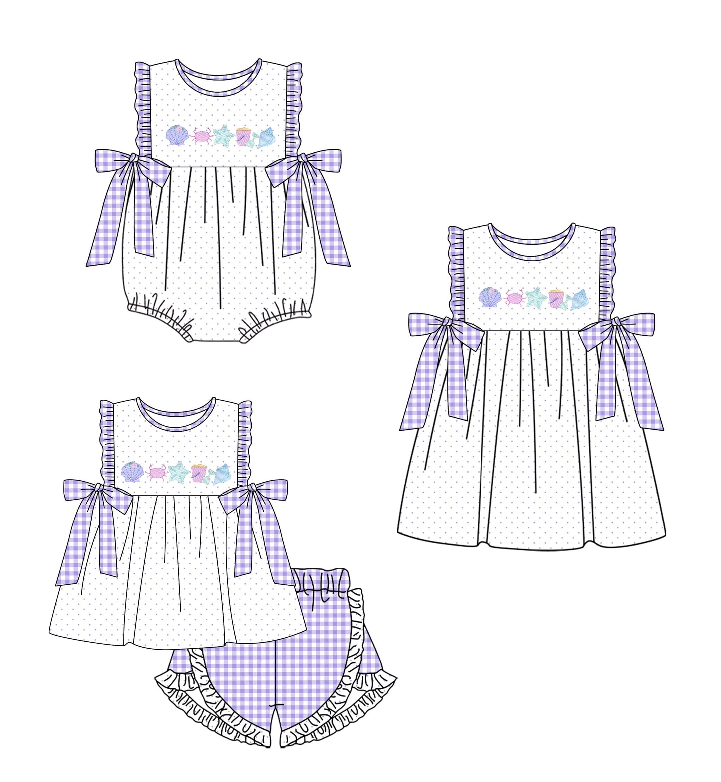 Baby Girl Beach Bows Sibling Romper Dress Set ( Moq 5 Each Style ) 12.19