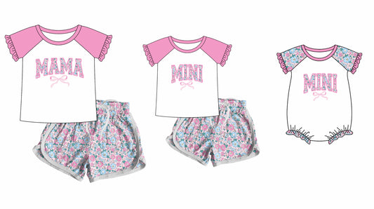 Baby Girl Adult Women Mama Mini Bow Flower Sibling Family Romper Set ( Moq 5 Each Style ) 12.10