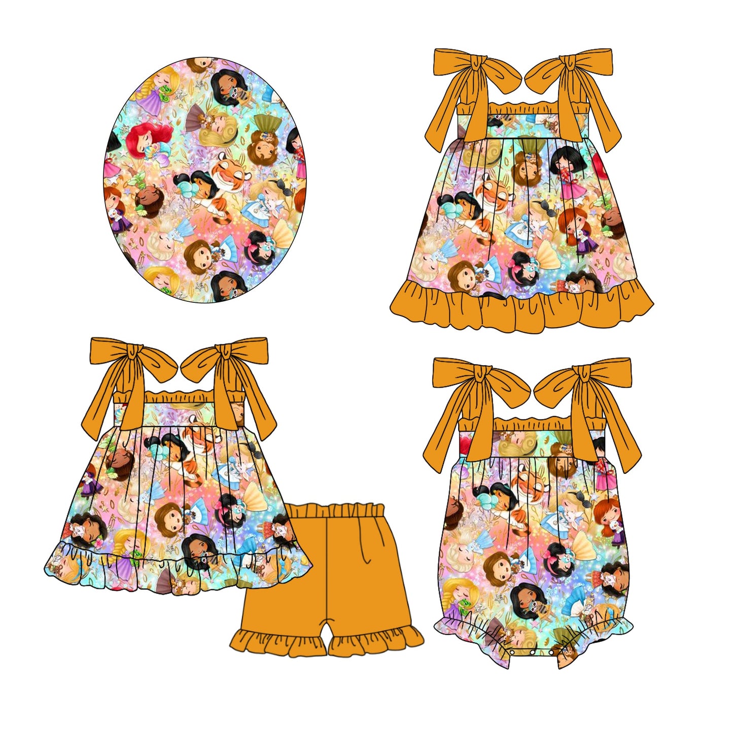 Baby Girl Straps Princess Sibling Romper Dress Set ( Moq 5 Each Design ) 12.16