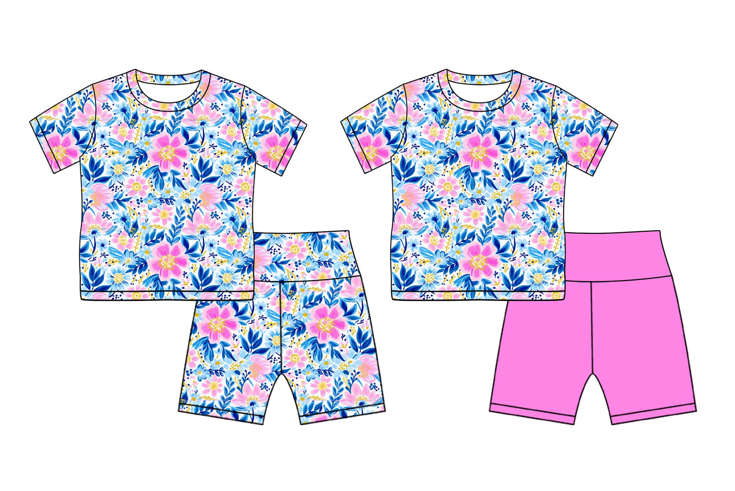 Baby Girl Short Sleeves Floral Sibling Sports Summer Set ( Moq 5 Each Style ) 2.18