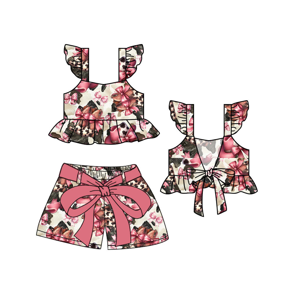 Baby Girl Short Sleeves Bows Tops Shorts Set ( Moq 5 ) 1.17
