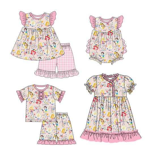 Baby Girl Short Sleeves Flower Princess Sibling Dress Romper Set ( Moq 5 Each Style ) 12.11