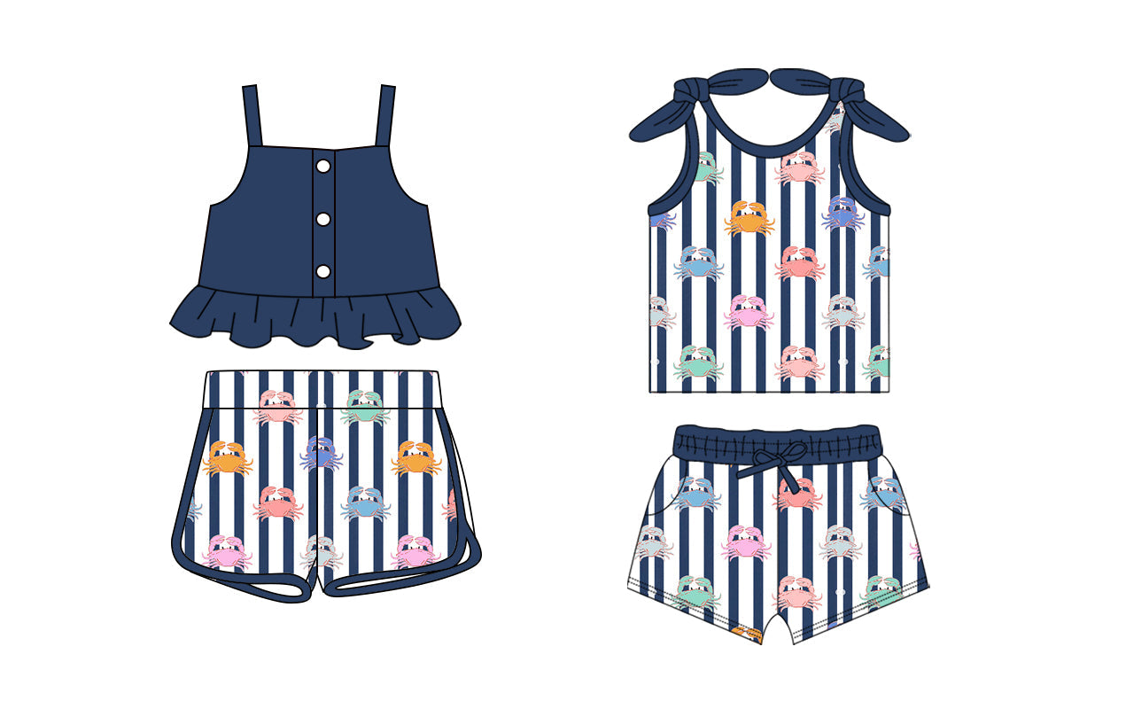 Baby Girl Crabs Stripes Straps Sibling Set ( Moq 5 Each Style ) 1.23