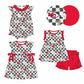 Baby Girl Football Flower Checked Sibling Dress Romper Set ( Moq 5 Each Style )