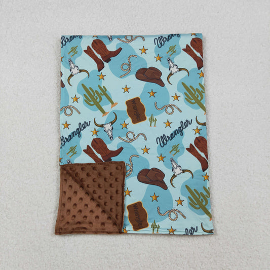 Baby Toddler Boy Western Boots Cactus Minky Blanket RTS