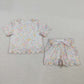 Baby Girls Kids Short Sleeves Floral Shirt Scallop Shorts Summer Set RTS