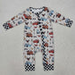 RTS Baby Boy Long Sleeves Cartoon Car Zipper Romper