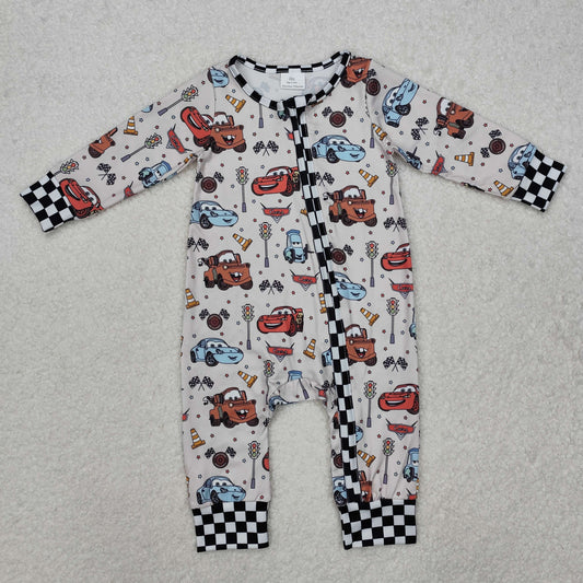 RTS Baby Boy Long Sleeves Cartoon Car Zipper Romper