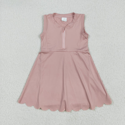 Baby Girl Light Pink Zipper Yoga Active Wear With Shorts Knee Length Dress RTS