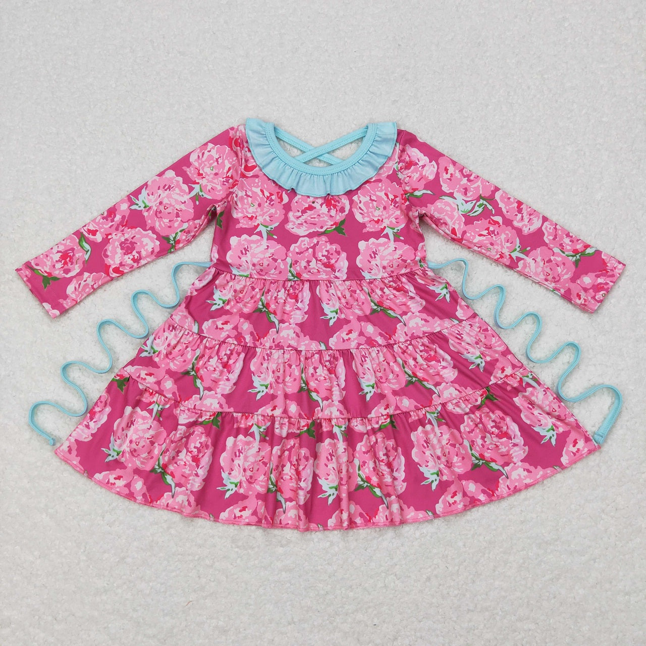 GLD0407 Baby Girl Floral Long Sleeves Flower Twirl Dress