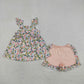 Baby Girls Kids Short Sleeves Flower Tunic Ruffle Shorts Set Clothes RTS