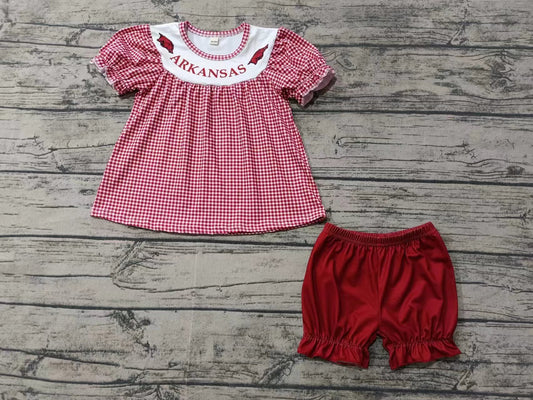 Baby Girl Short Sleeves Pig Tops Red Shorts Team Set Moq 5