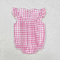 Baby Girl Infant Embroidery Easter Rabbit Pink Plaid Smocked Bubble Romper