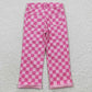 P0096 Baby Girl Checkered Denim Jeans Pink Pants