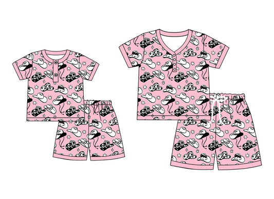 ( Moq 5 Each Style ) Baby Girl Adult Women Hats Pink Sibling Mommy And Me Family Pajamas Set 4.24
