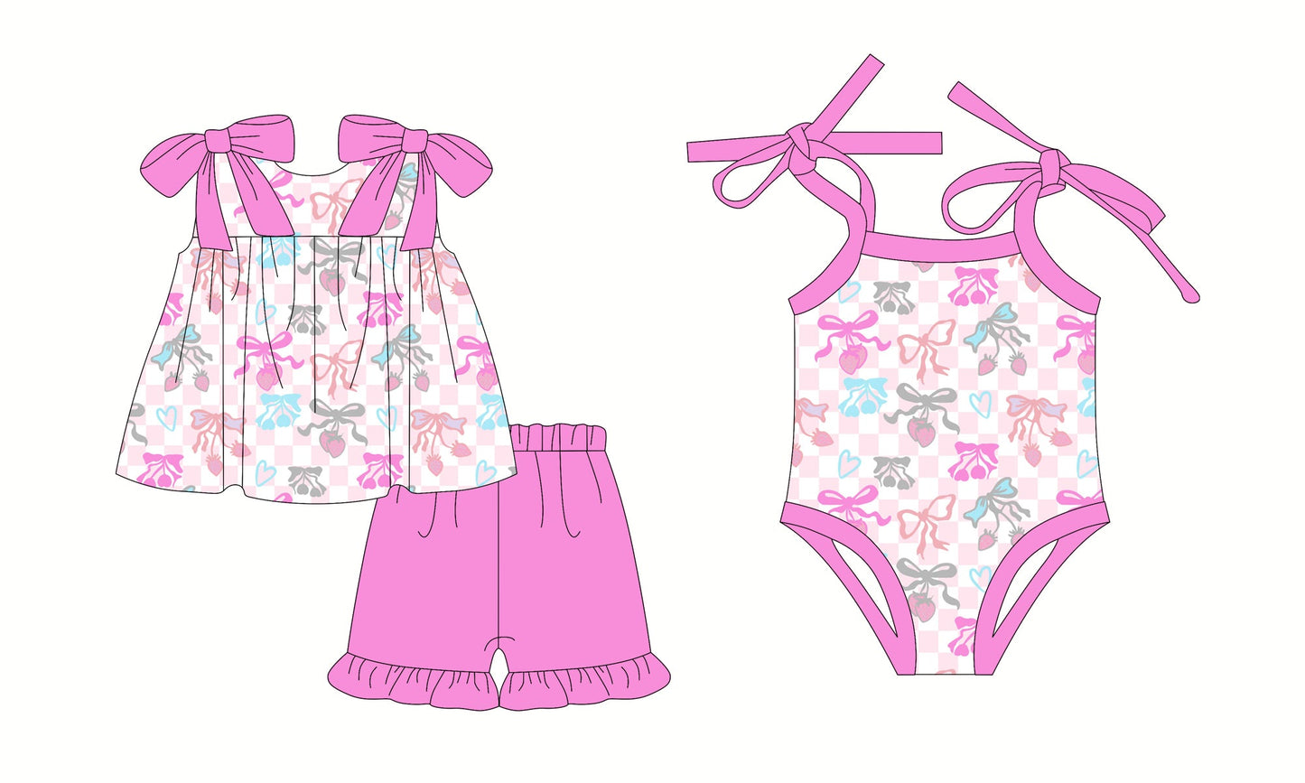 Baby Girl Strawberry Bows Sibling Romper Dress Set ( Moq 5 Each Style ) 2.25