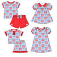Baby Girl July 4th Flags Bows Sibling Dress Set ( Moq 5 Each Style ) 12.31