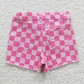 SS0092 Baby Girl Checkered Denim Pink Shorts