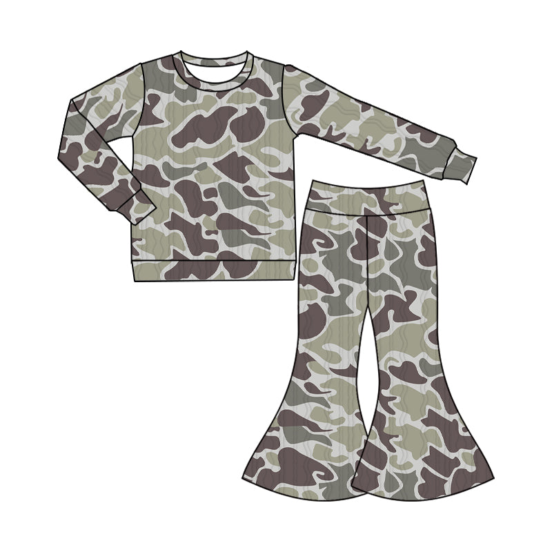 Baby Girl Long Sleeves Camo Shirt Bell Pants Set