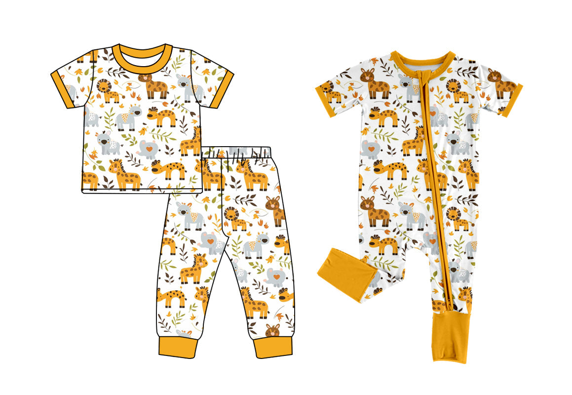 ( Moq 5 Each Style ) Baby Kids Toddler Short Sleeves Animals Sibling Romper Set 4.25